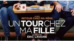 Französisches Filmplakat: Un Tour chez ma fille. Mutter sitzt zwischen Tochter und Schwiegersohn.